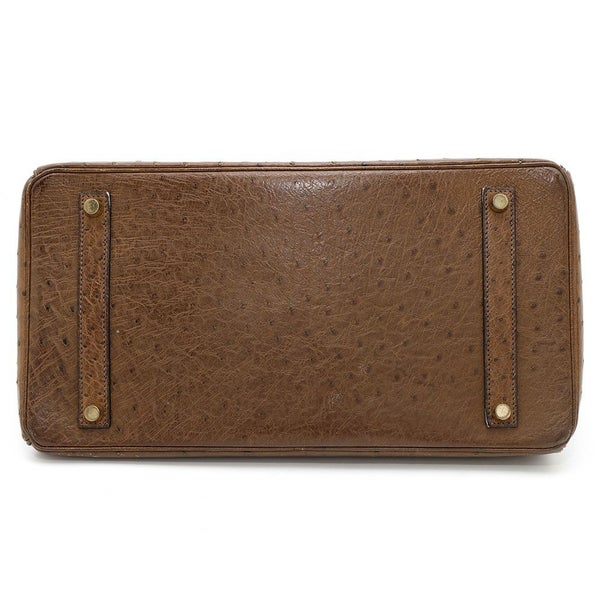 エルメス バーキン35 ブラウン/ゴールド金具 オーストリッチ □C刻印 HERMES Birkin ハンドバッグ