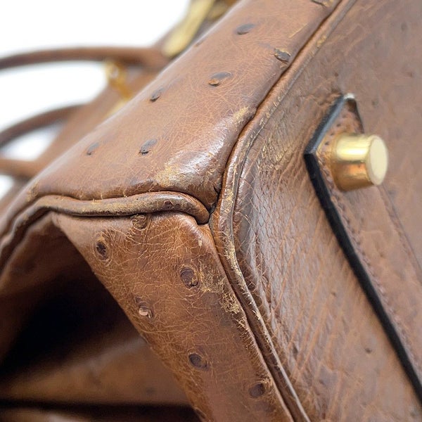 エルメス バーキン35 ブラウン/ゴールド金具 オーストリッチ □C刻印 HERMES Birkin ハンドバッグ