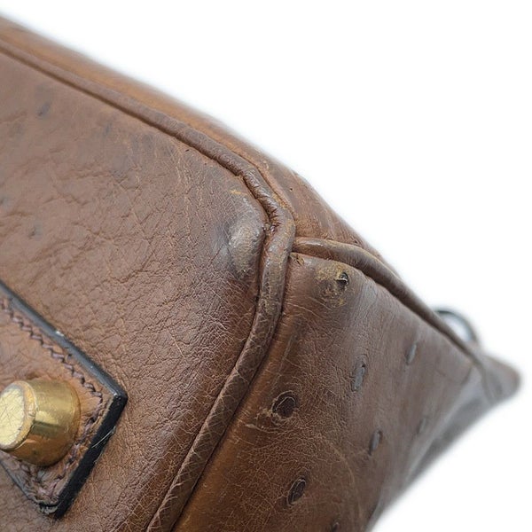 エルメス バーキン35 ブラウン/ゴールド金具 オーストリッチ □C刻印 HERMES Birkin ハンドバッグ