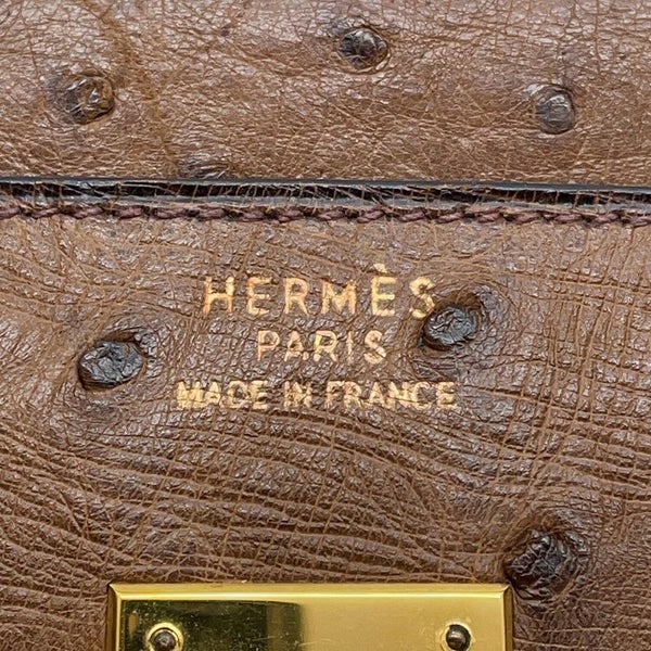 エルメス バーキン35 ブラウン/ゴールド金具 オーストリッチ □C刻印 HERMES Birkin ハンドバッグ