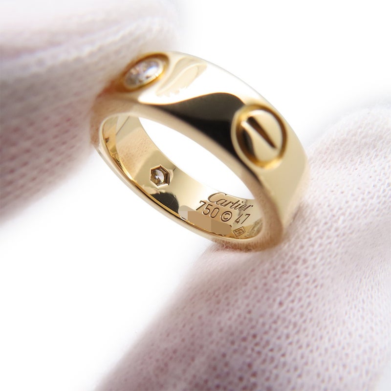 カルティエ リング LOVE リング クラシックモデル ダイヤ 3P 計0.23ct K18YGイエローゴールド サイズ47 B4032400 指輪 ラブリング