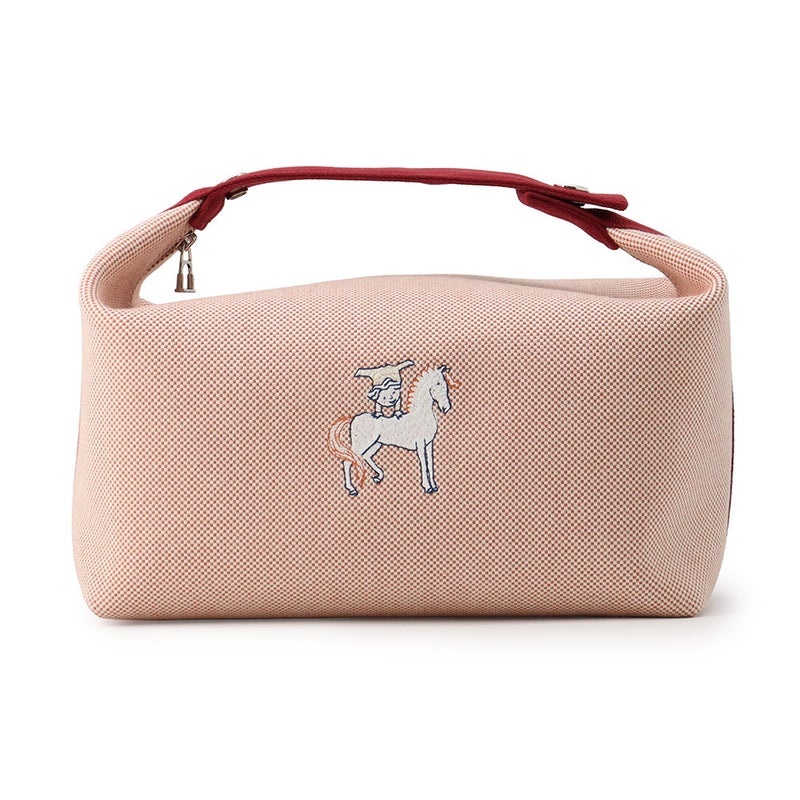 エルメス ハンドバッグ ブリッド・ア・ブラックGM カブリオル テラコッタ/シルバー金具 キャンバス HERMES ポーチ