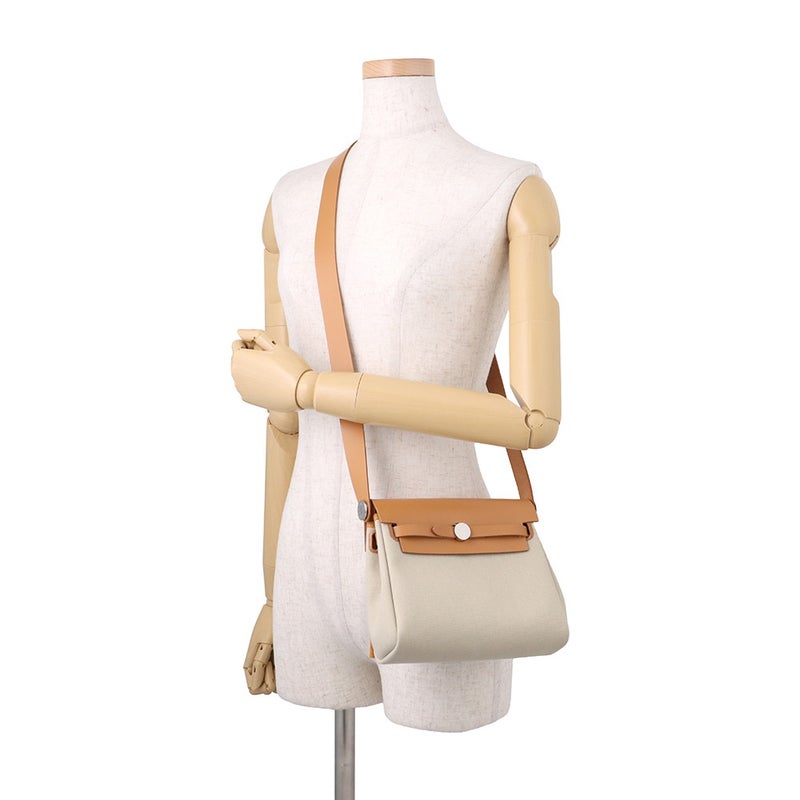 エルメス ショルダーバッグ エールバッグジップ ミニ ナチュラルサブレ/ベトン/シルバー金具 トワルアッシュ/ヴァッシュハンター K刻印