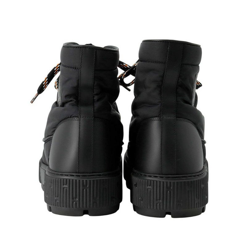 エルメス ショートブーツ フレッシュ ナイロン/レザー メンズサイズ42 HERMES 黒 メンズ