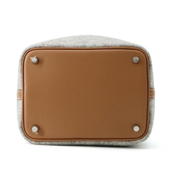 エルメス ハンドバッグ ピコタンロックPM グリスペール/ゴールド/シルバー金具 フェルト/スイフト  Y刻印