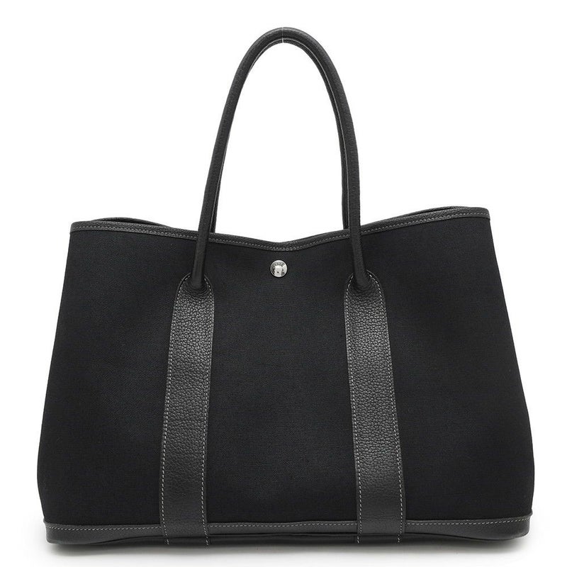 エルメス トートバッグ ガーデンパーティPM ブラック/シルバー金具 トワルアッシュ/ネゴンダ □G刻印 HERMES Garden Party 黒