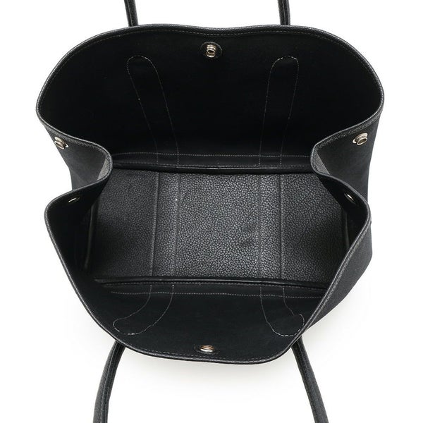 エルメス トートバッグ ガーデンパーティPM ブラック/シルバー金具 トワルアッシュ/ネゴンダ □G刻印 HERMES Garden Party 黒