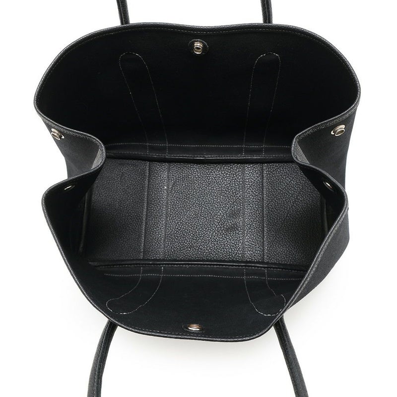 エルメス トートバッグ ガーデンパーティPM ブラック/シルバー金具 トワルアッシュ/ネゴンダ □G刻印 HERMES Garden Party 黒