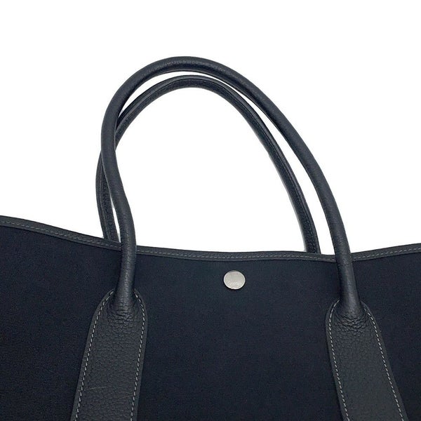 エルメス トートバッグ ガーデンパーティPM ブラック/シルバー金具 トワルアッシュ/ネゴンダ □G刻印 HERMES Garden Party 黒