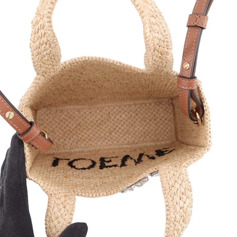 ロエベ ハンドバッグ フォント トート ミニ ラフィア レザー ALF1V46X12 LOEWE 2way