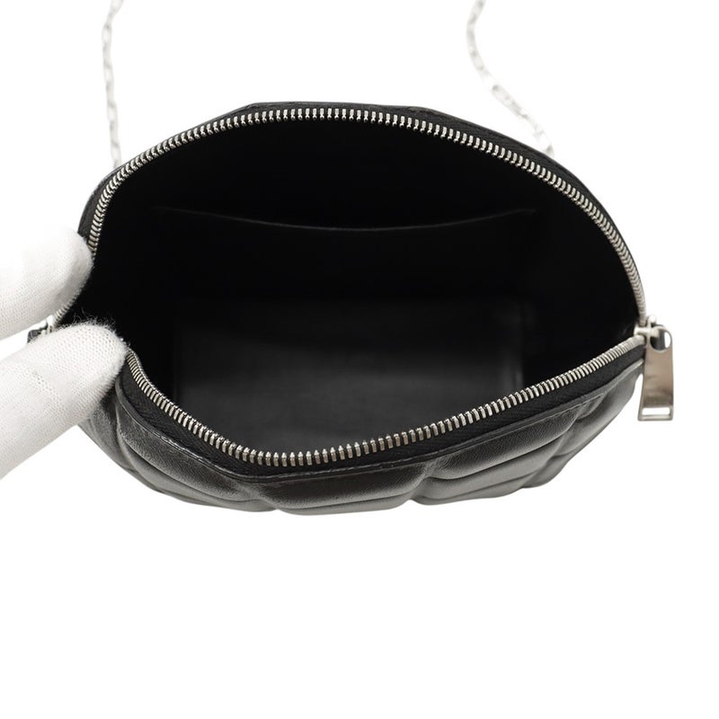 ボッテガヴェネタ チェーンショルダーバッグ パテッド ハーフムーン ミニ レザー  593165 BOTTEGA VENETA バッグ 黒