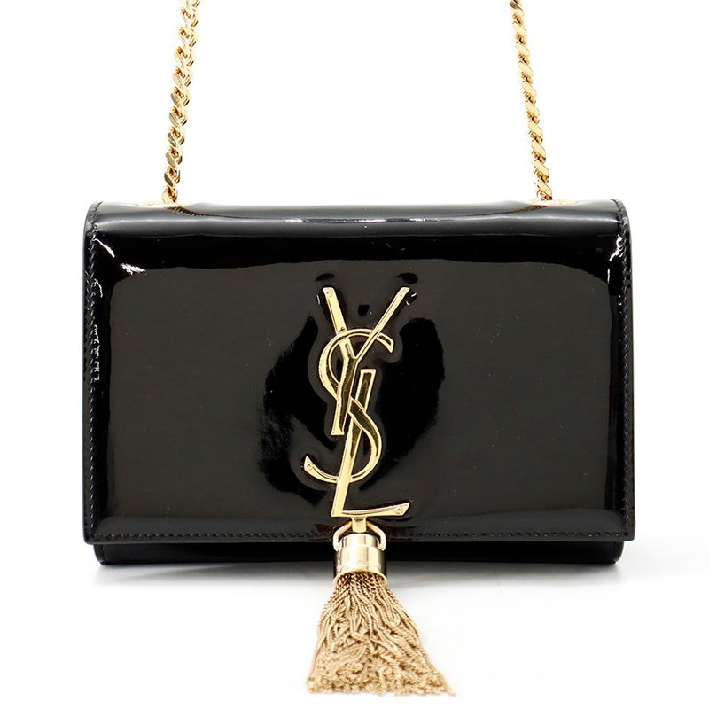 サンローランパリ チェーンショルダーバッグ ケイト モノグラム パテント 354120 SAINT LAURENT PARIS 黒