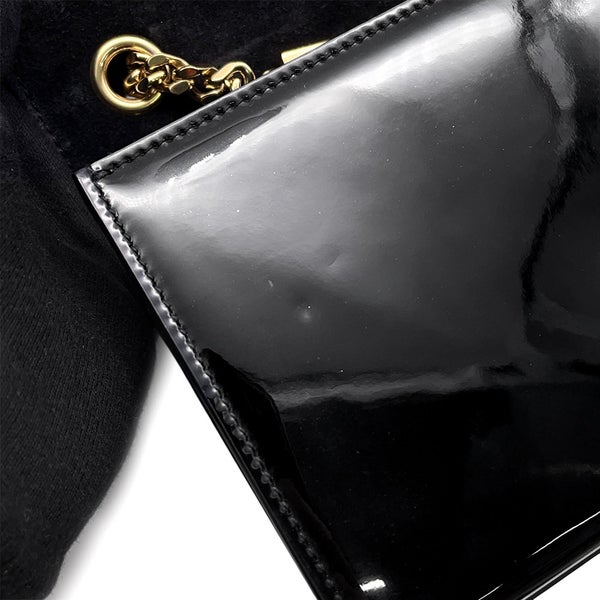 サンローランパリ チェーンショルダーバッグ ケイト モノグラム パテント 354120 SAINT LAURENT PARIS 黒