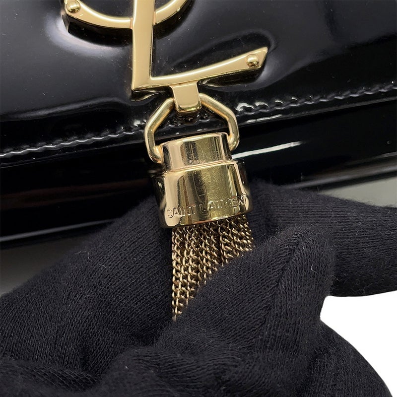 サンローランパリ チェーンショルダーバッグ ケイト モノグラム パテント 354120 SAINT LAURENT PARIS 黒