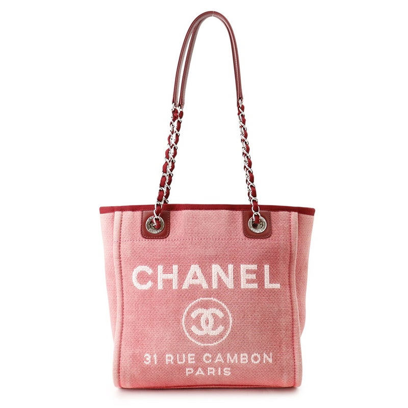 シャネル トートバッグ ドーヴィルライン トートPM ココマーク キャンバス/レザー A66939 CHANEL バッグ チェーン