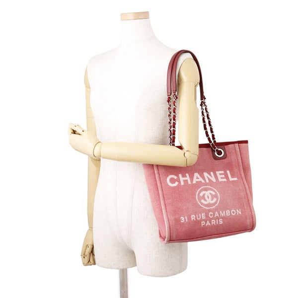シャネル トートバッグ ドーヴィルライン トートPM ココマーク キャンバス/レザー A66939 CHANEL バッグ チェーン