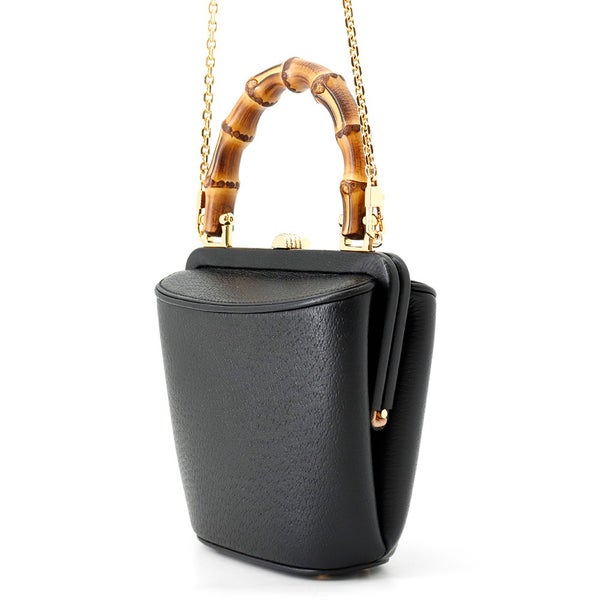 グッチ ハンドバッグ バンブー レザー 746251 GUCCI 2wayチェーンショルダーバッグ 黒