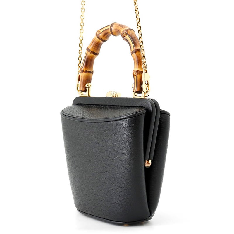 グッチ ハンドバッグ バンブー レザー 746251 GUCCI 2wayチェーンショルダーバッグ 黒