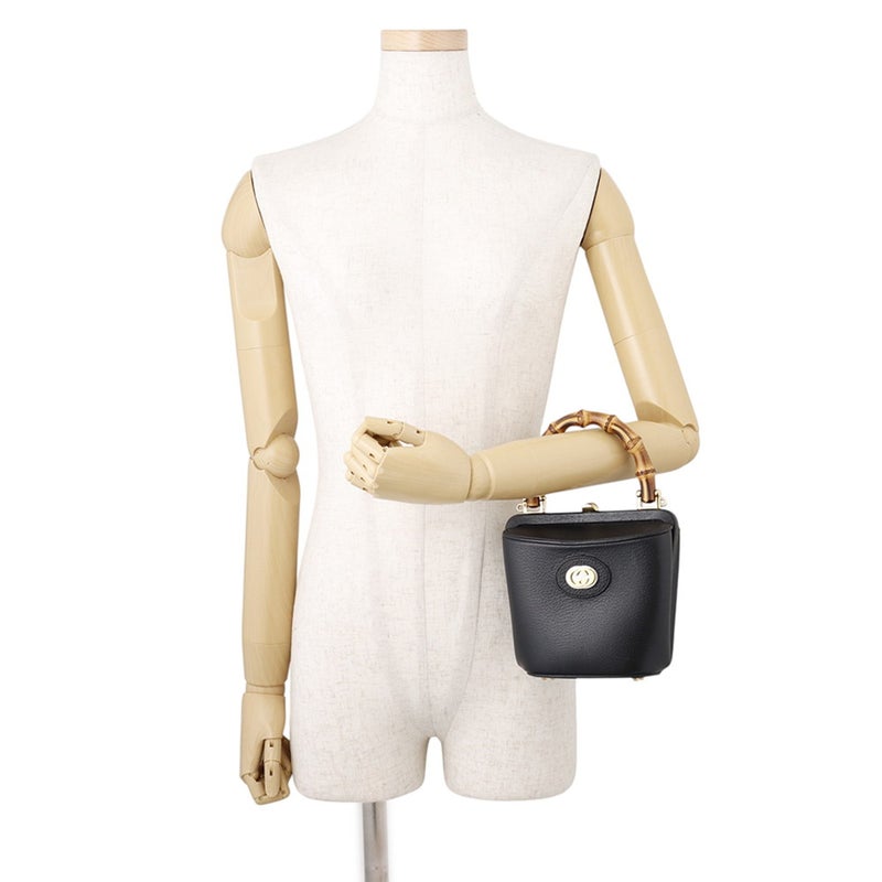 グッチ ハンドバッグ バンブー レザー 746251 GUCCI 2wayチェーンショルダーバッグ 黒