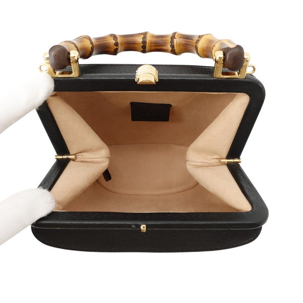 グッチ ハンドバッグ バンブー レザー 746251 GUCCI 2wayチェーンショルダーバッグ 黒