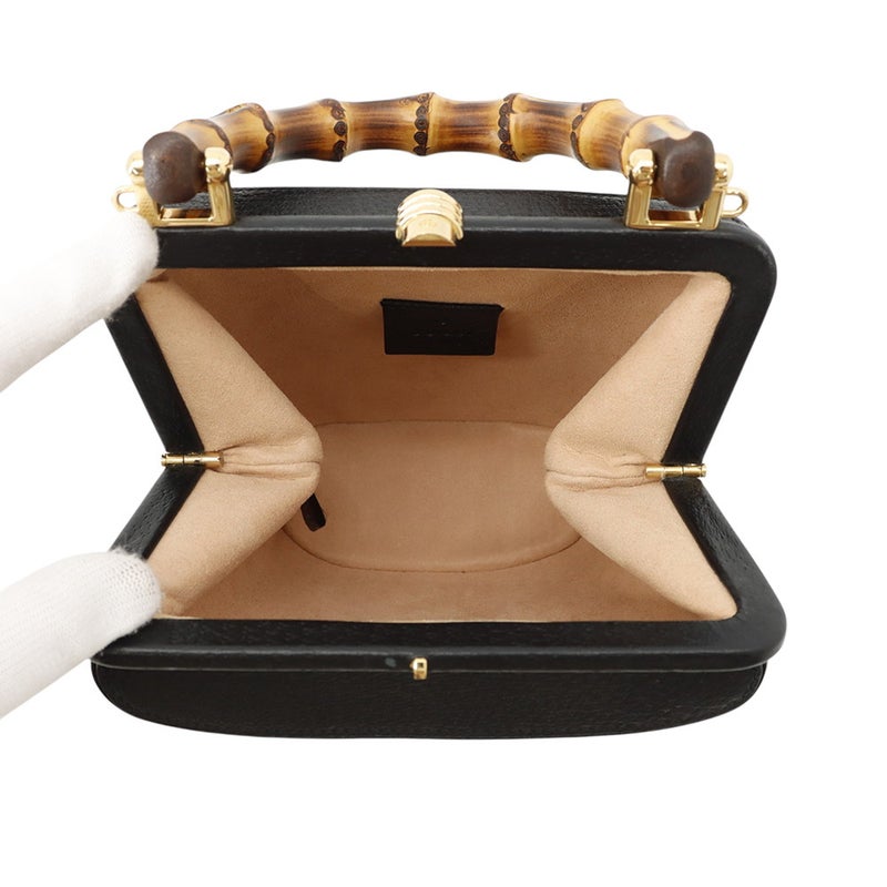 グッチ ハンドバッグ バンブー レザー 746251 GUCCI 2wayチェーンショルダーバッグ 黒