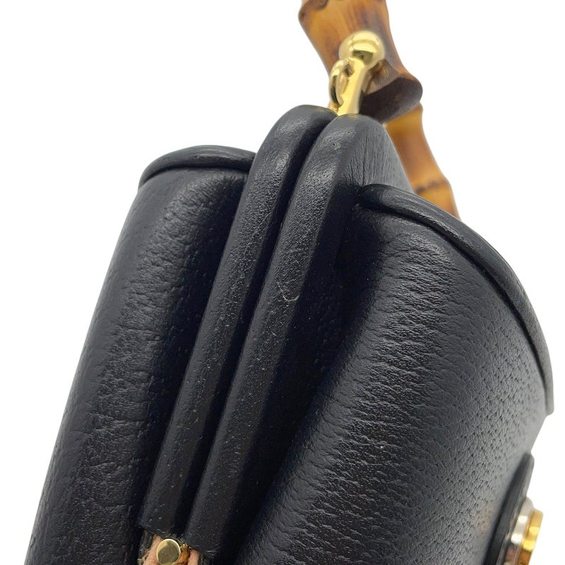 グッチ ハンドバッグ バンブー レザー 746251 GUCCI 2wayチェーンショルダーバッグ 黒