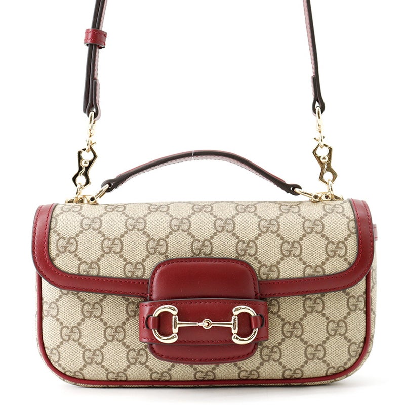 グッチ ハンドバッグ ホースビット 1955 トップハンドル GGスプリーム/レザー 815206 GUCCI 2wayショルダーバッグ