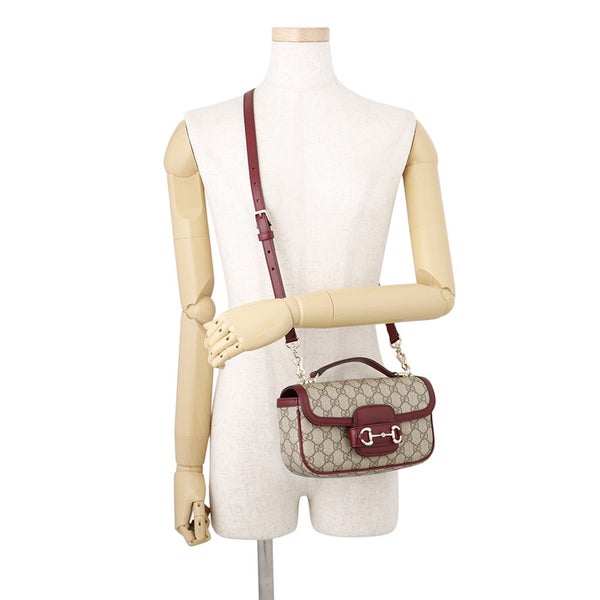 グッチ ハンドバッグ ホースビット 1955 トップハンドル GGスプリーム/レザー 815206 GUCCI 2wayショルダーバッグ