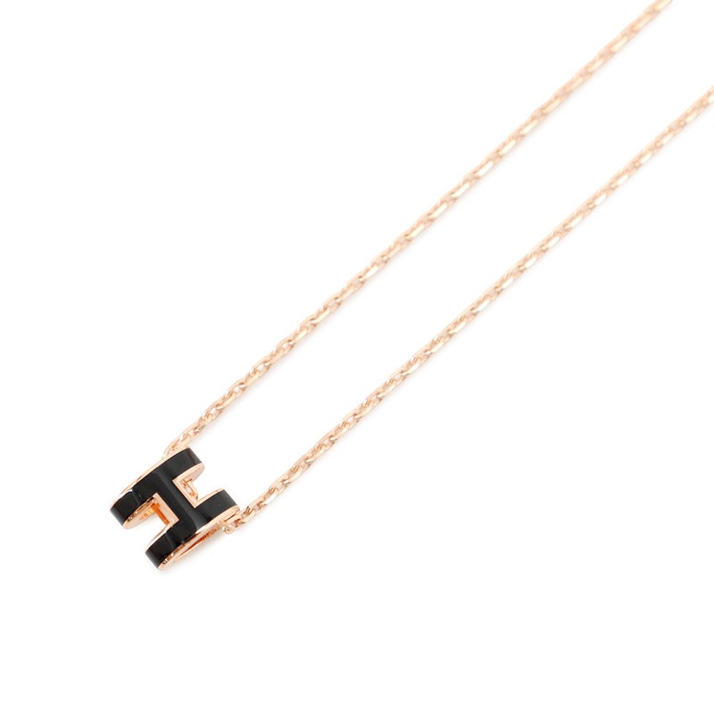 エルメス ネックレス ミニ・ポップアッシュ ブラック/ピンクゴールド金具 HERMES アクセサリー 黒