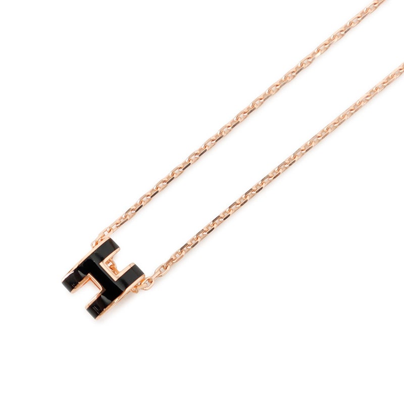 エルメス ネックレス ミニ・ポップアッシュ ブラック/ピンクゴールド金具 HERMES アクセサリー 黒