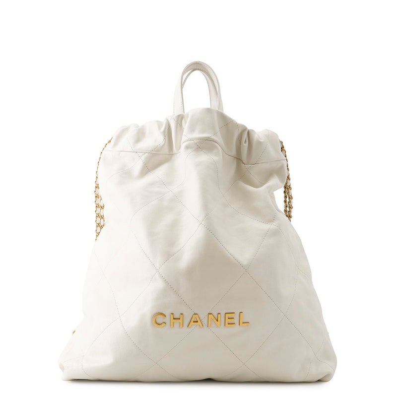 シャネル リュック シャネル22 ラージ シャイニーカーフレザー AS3313 CHANEL バックパック バッグ 白
