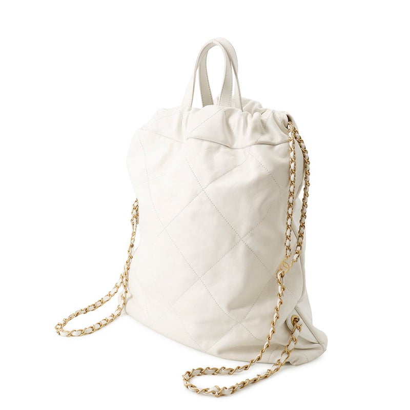 シャネル リュック シャネル22 ラージ シャイニーカーフレザー AS3313 CHANEL バックパック バッグ 白