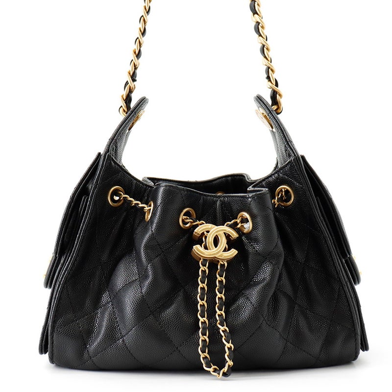 シャネル チェーンショルダーバッグ CHANEL25 ミニ ココマーク ワンショルダー キャビアスキン AS5631 CHANEL 黒