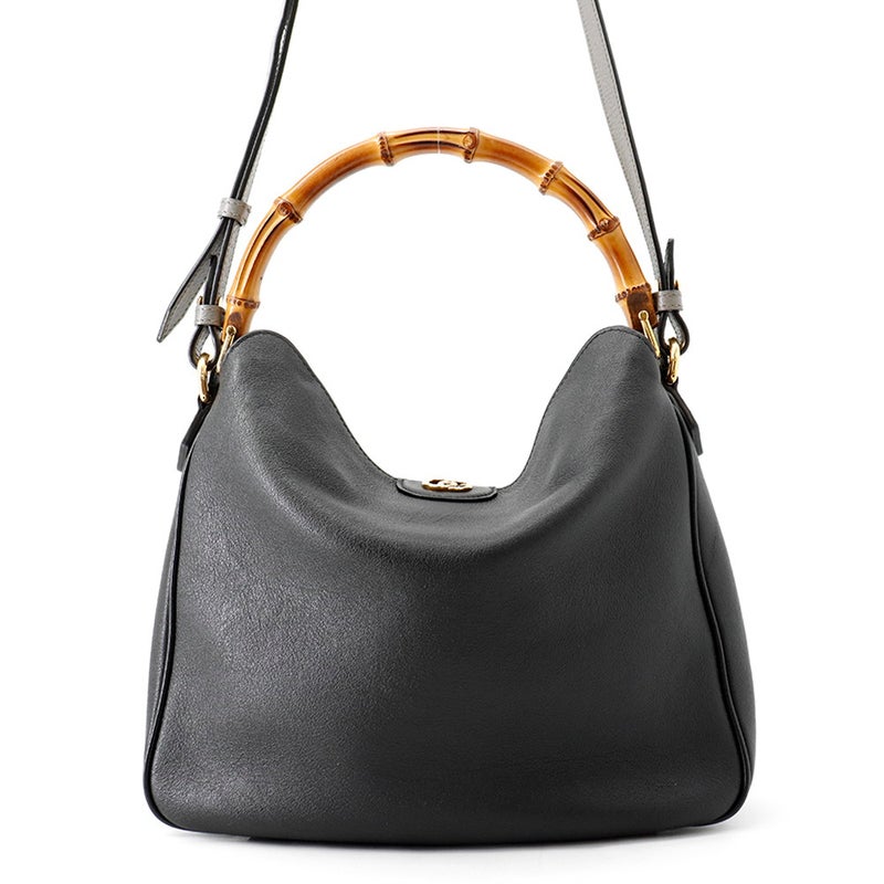 グッチ ハンドバッグ ダイアナ バンブー ミディアム カーフレザー 746124 GUCCI 2way 黒