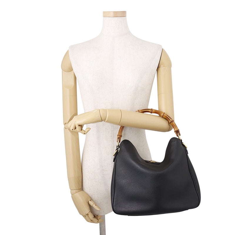 グッチ ハンドバッグ ダイアナ バンブー ミディアム カーフレザー 746124 GUCCI 2way 黒