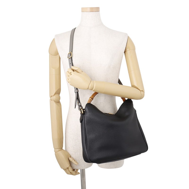 グッチ ハンドバッグ ダイアナ バンブー ミディアム カーフレザー 746124 GUCCI 2way 黒