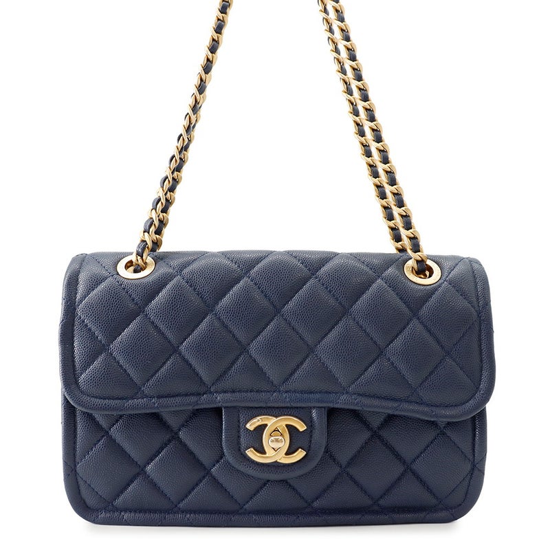 シャネル チェーンショルダーバッグ マトラッセ ココマーク キャビアスキン ダブルチェーン  CHANEL