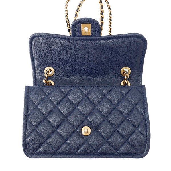 シャネル チェーンショルダーバッグ マトラッセ ココマーク キャビアスキン ダブルチェーン  CHANEL