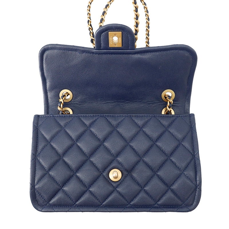 シャネル チェーンショルダーバッグ マトラッセ ココマーク キャビアスキン ダブルチェーン  CHANEL