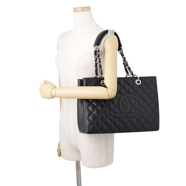 シャネル チェーントートバッグ ココマーク マトラッセ GST キャビアスキン A50995 CHANEL ショルダーバッグ 黒