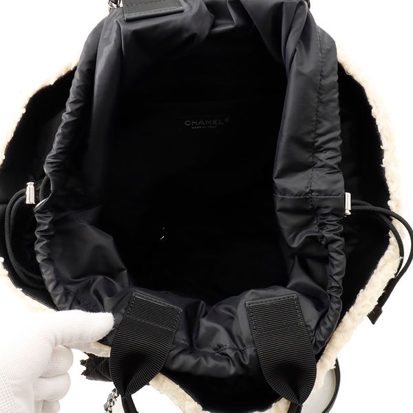 シャネル トートバッグ ココネージュ マトラッセ ココマーク ボア 巾着トート ムートン ナイロン CHANEL 2way 黒