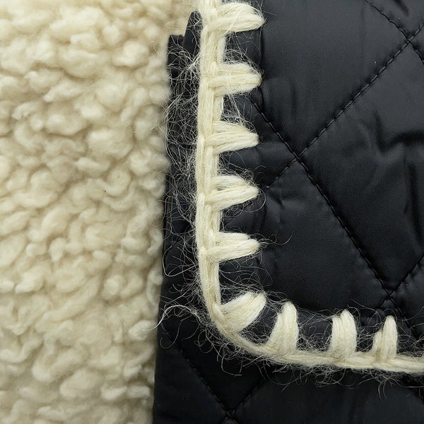 シャネル トートバッグ ココネージュ マトラッセ ココマーク ボア 巾着トート ムートン ナイロン CHANEL 2way 黒
