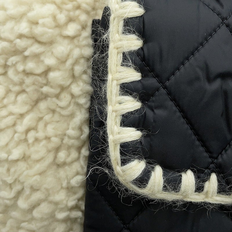 シャネル トートバッグ ココネージュ マトラッセ ココマーク ボア 巾着トート ムートン ナイロン CHANEL 2way 黒