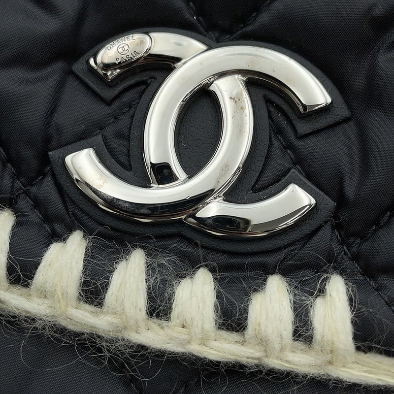 シャネル トートバッグ ココネージュ マトラッセ ココマーク ボア 巾着トート ムートン ナイロン CHANEL 2way 黒