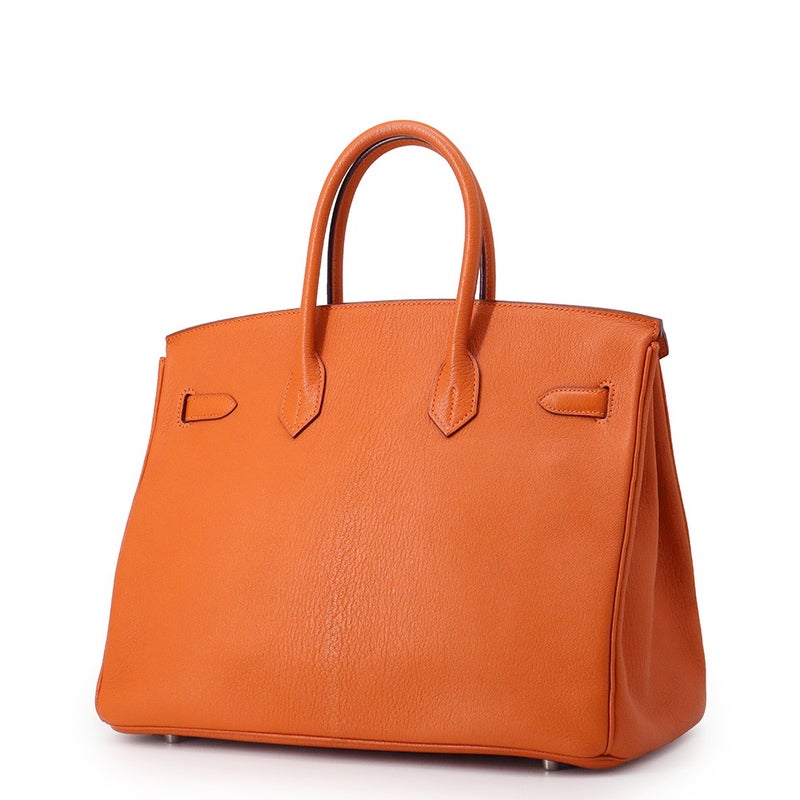 エルメス バーキン35 オレンジ/シルバー金具 シェブルミゾル □J刻印 HERMES Birkin ハンドバッグ