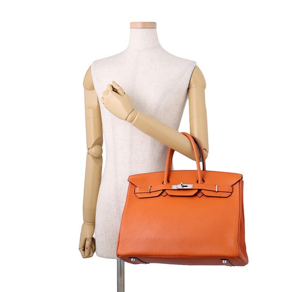 エルメス バーキン35 オレンジ/シルバー金具 シェブルミゾル □J刻印 HERMES Birkin ハンドバッグ