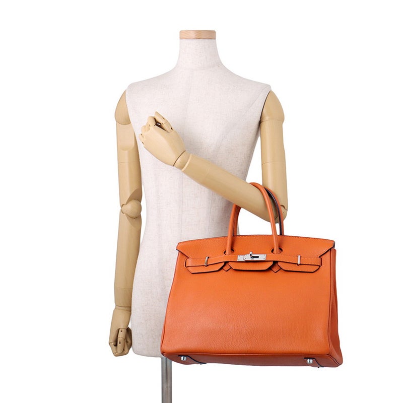 エルメス バーキン35 オレンジ/シルバー金具 シェブルミゾル □J刻印 HERMES Birkin ハンドバッグ