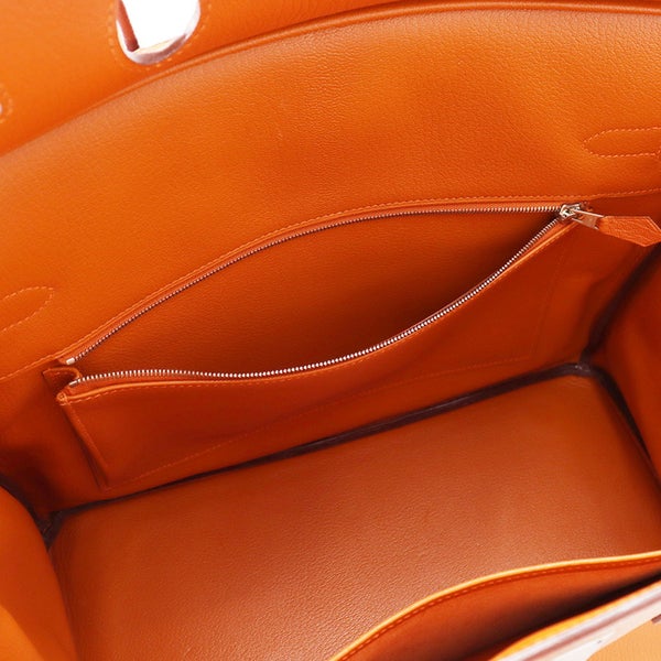 エルメス バーキン35 オレンジ/シルバー金具 シェブルミゾル □J刻印 HERMES Birkin ハンドバッグ