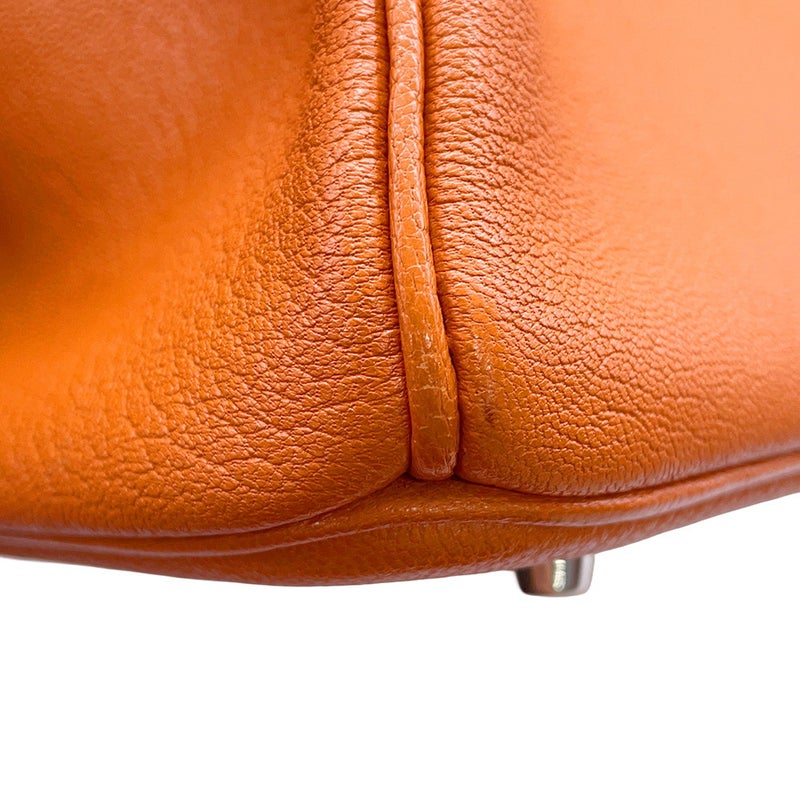 エルメス バーキン35 オレンジ/シルバー金具 シェブルミゾル □J刻印 HERMES Birkin ハンドバッグ