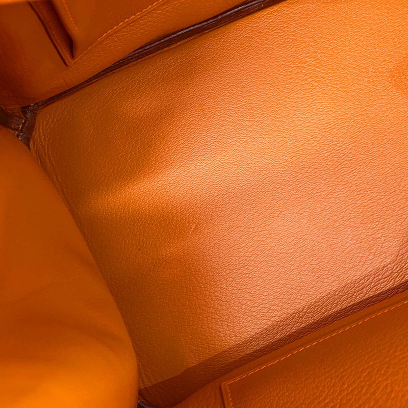 エルメス バーキン35 オレンジ/シルバー金具 シェブルミゾル □J刻印 HERMES Birkin ハンドバッグ